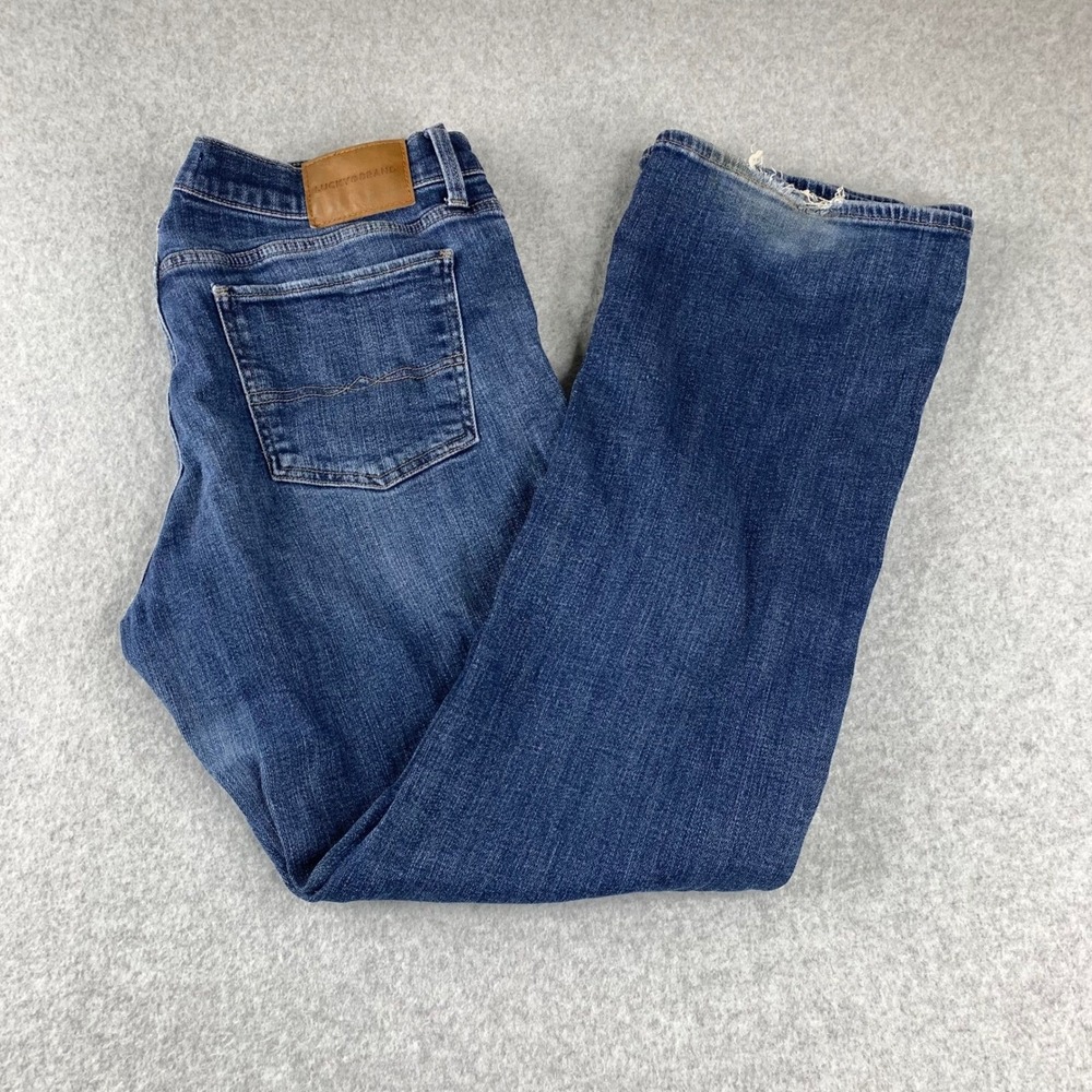 Lucky Brand Bootcut Jeans Womens 14/32 R Blue Mid Rise Denim Frayed Hem